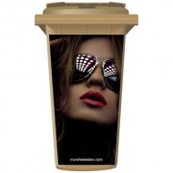 Woman Wearing Sunglasses Wheelie Bin Sticker Panel